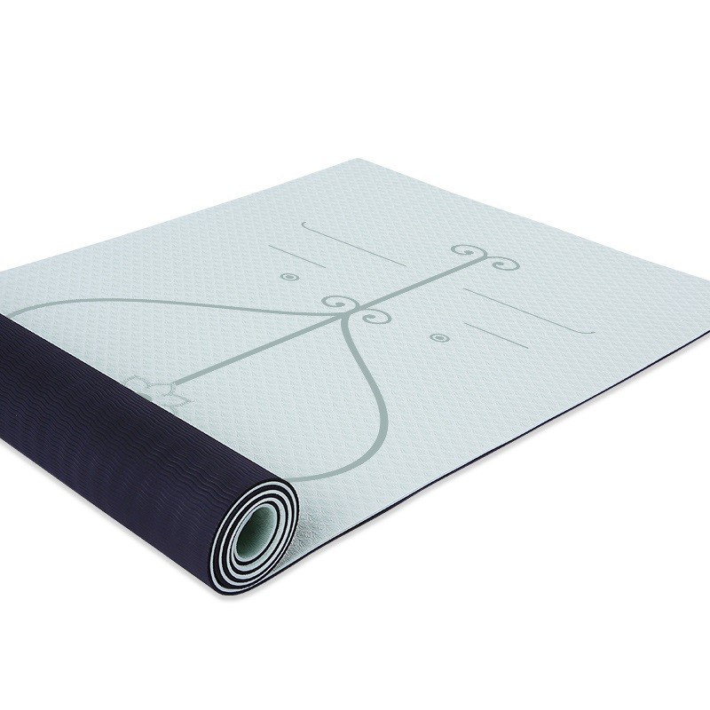 Double Color TPE Yoga Mat with Position Line
